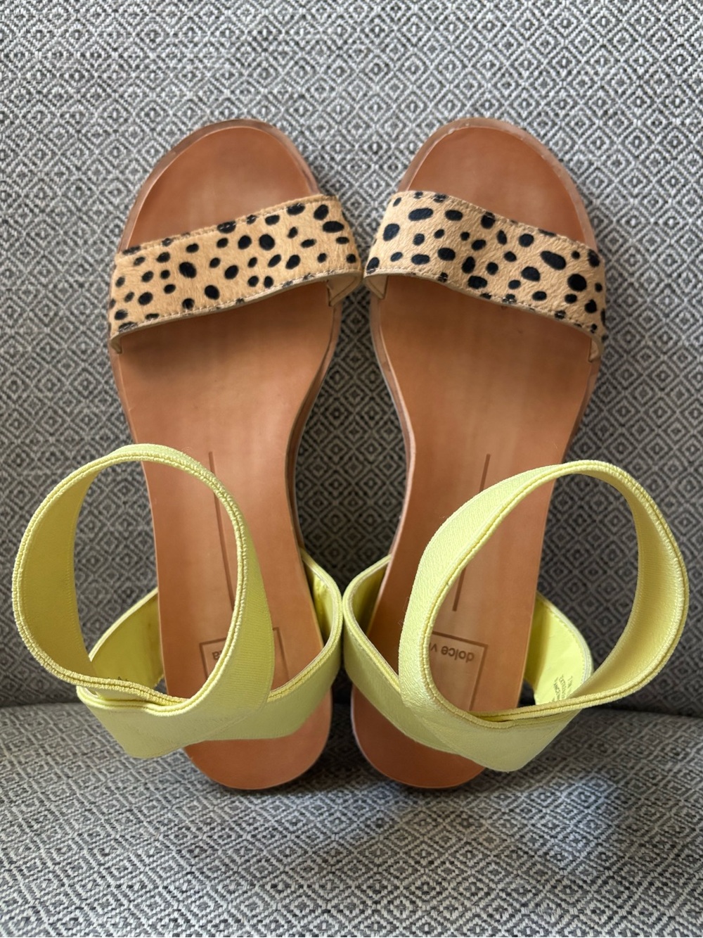 Nine West Vivian Yellow Faux Leopard Sandals – Women’s 7.5M